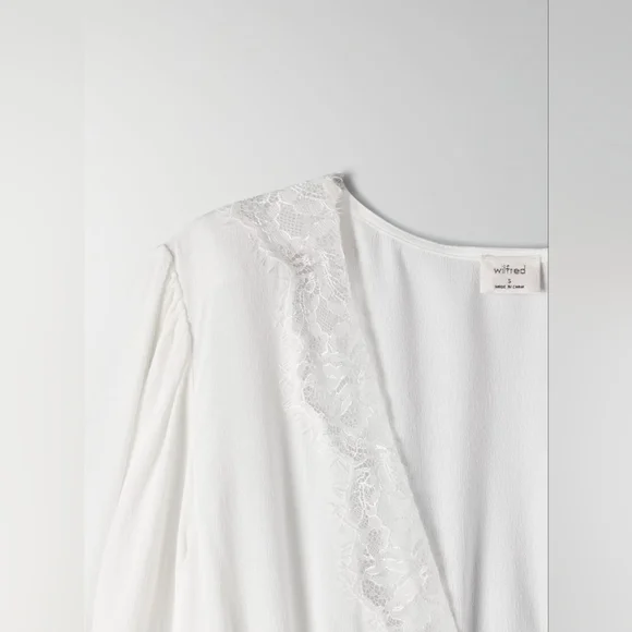 Aritzia Wilfred Romance Me Blouse Lace-trimmed V-neck Corset Size XXS - Picture 14 of 14